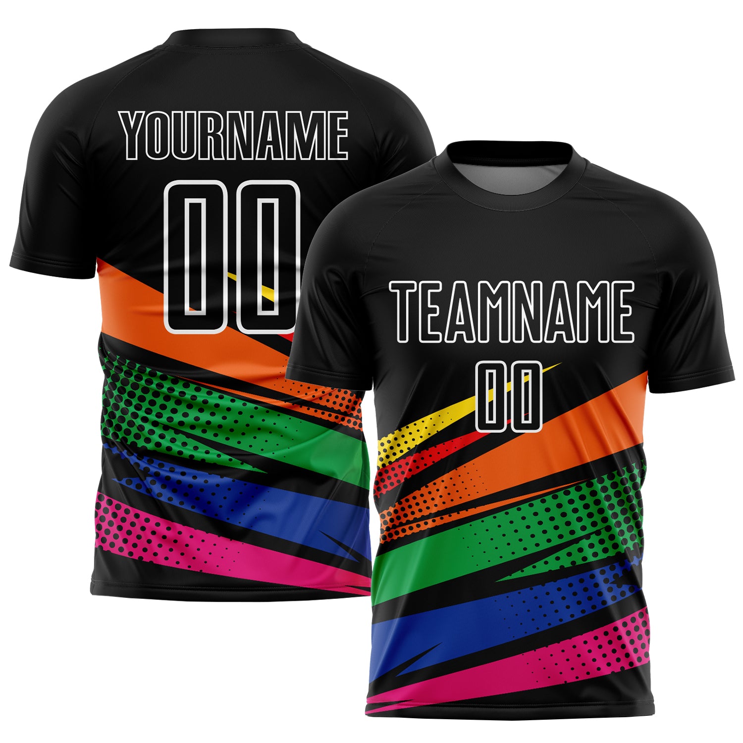 Custom Sublimation Soccer Jersey with Personalized Name and Number - Black Orange Kelly Green Team Uniform Personalized Black
