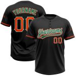 Personalized Softball Jersey Unisex Two-Button Black Orange-Kelly Green Personalized Black Orange-Kelly Green Two-Button