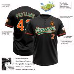 Custom Name and Number Unisex Softball Jersey in Black and Orange-Kelly Green - Personalized Two-Button Design Personalized