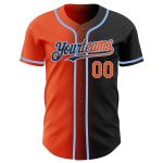Custom Name and Number Baseball Jersey - Personalized Authentic Gradient Black Orange-Light Blue Fashion Style Personalized