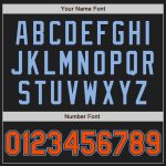 Personalized Baseball Jersey - Black, Orange & Light Blue Custom Sports Apparel Personalized Black Orange-Light Blue Baseball