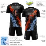 Personalized Dripping Splatter Soccer Uniform Jersey - Black Light Blue Orange Personalized Black Orange-Light Blue Dripping