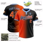 Custom Softball Jersey Unisex Two-Button Fashion Gradient Black Orange Light Blue with Personalized Name and Number Personalized