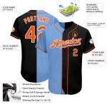 Personalized Black Orange Light Blue Split Fashion Baseball Jersey for Men and Women Personalized Black Orange-Light Blue