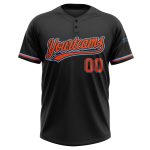 Personalized Unisex Softball Jersey - Black Orange Light Blue Two-Button Style Personalized Black Orange-Light Blue Two-Button