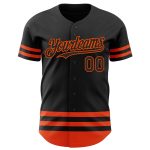 Personalized Black and Orange Baseball Jersey for Men and Women, Custom Name Line Sports Apparel Personalized Black Orange