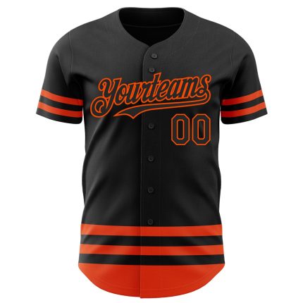 Personalized Black and Orange Baseball Jersey for Men and Women, Custom Name Line Sports Apparel Personalized Black Orange