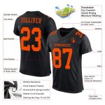 Personalized Black and Orange Football Jersey - Custom Mesh Sportswear for Fans Personalized Black Orange Mesh Football Jersey