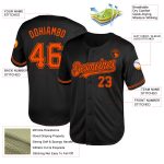 Custom Black Orange Mesh Baseball Jersey for Throwback Style Personalized Black Orange Mesh Throwback Baseball Jersey 2