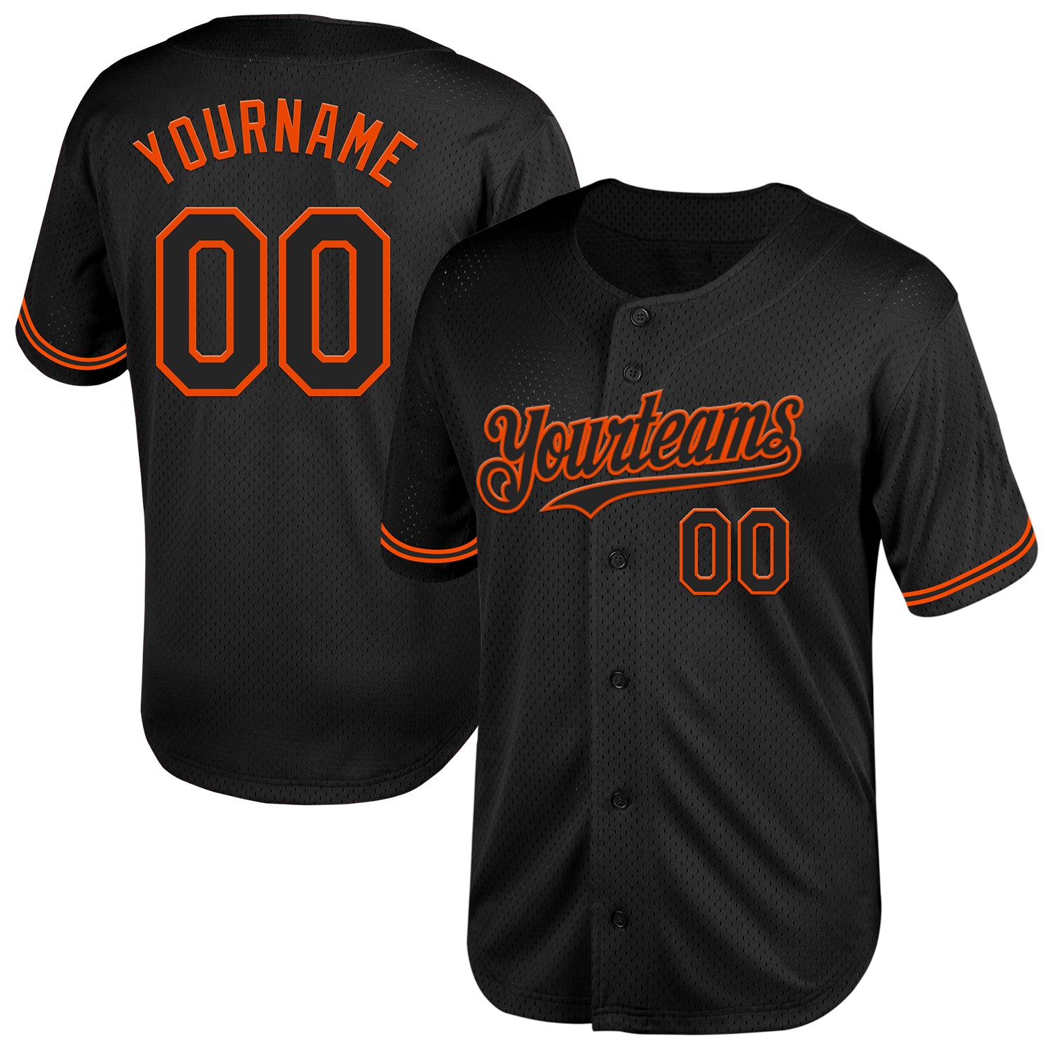 Personalized Throwback Baseball Jersey in Black and Orange Mesh - Size 3 Personalized Black Orange Mesh Throwback Baseball