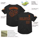 Personalized Black and Orange Throwback Baseball Jersey - Custom Mesh Design Personalized Black Orange Mesh Throwback Baseball