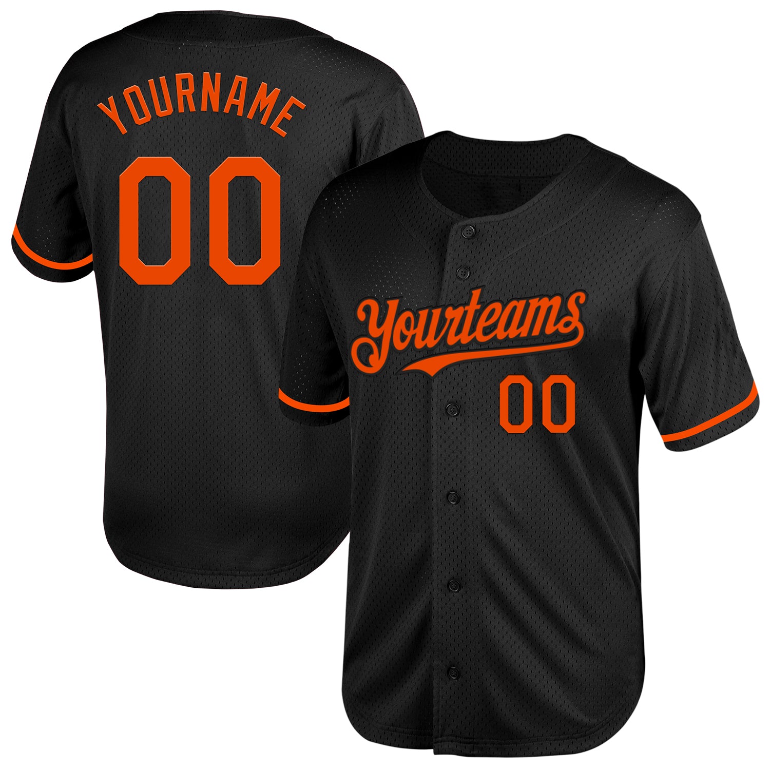 Personalized Black Orange Throwback Baseball Jersey for Men and Women Personalized Black Orange Mesh Throwback Baseball Jersey