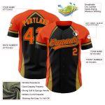 Custom Black and Orange 3D Curved Solid Baseball Jersey - Personalized Sports Apparel Personalized Black Orange-Old Gold