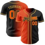 Custom Black Orange Gold Gradient Fashion Baseball Jersey Personalized Black Orange-Old Gold Gradient Fashion Baseball Jersey