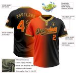 Personalized Gradient Black Orange Old Gold Softball Jersey Unisex Two-Button Fashion Personalized Black Orange-Old Gold