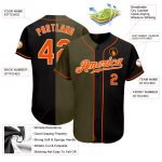 Personalized Fashion Baseball Jersey in Black, Orange, and Olive-Cream Colors Personalized Black Orange Olive-Cream Split
