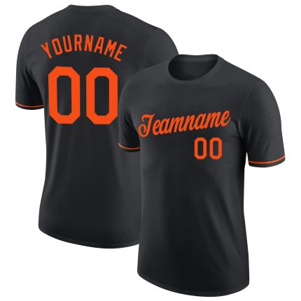 Personalized Performance T-Shirt in Black and Orange for Custom Style Personalized Black Orange Performance T-Shirt