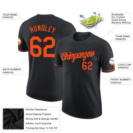 Personalized Performance T-Shirt in Black and Orange for Custom Style Personalized Black Orange Performance T-Shirt
