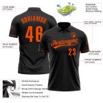 Personalized Performance Vapor Golf Polo Shirt in Black and Orange Personalized Black Orange Performance Vapor Golf Polo