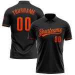 Custom Name Number Performance Golf Polo Shirt - Personalized Black Orange Team Apparel Personalized Black Orange Performance