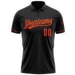 Custom Name Number Performance Golf Polo Shirt - Personalized Black Orange Team Apparel Personalized Black Orange Performance
