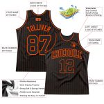 Personalized Black Orange Basketball Jersey with Pinstripe Design Personalized Black Orange Pinstripe Black-Orange Basketball