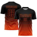Personalized Soccer Jersey - Black Orange Pinstripe Fade Fashion Sublimation Uniform Personalized Black Orange Pinstripe