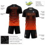 Personalized Soccer Jersey - Black Orange Pinstripe Fade Fashion Sublimation Uniform Personalized Black Orange Pinstripe