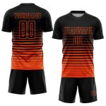 Personalized Soccer Jersey - Black Orange Pinstripe Fade Fashion Sublimation Uniform Personalized Black Orange Pinstripe