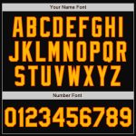 Custom Team Name Number Bomber Jacket Black Orange Pinstripe Gold Full-Snap Varsity Letterman Jacket Personalized Black Orange
