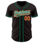 Custom Team Name Number Personalized Black Orange Pinstripe Baseball Jersey Kelly Green White Authentic Personalized Black