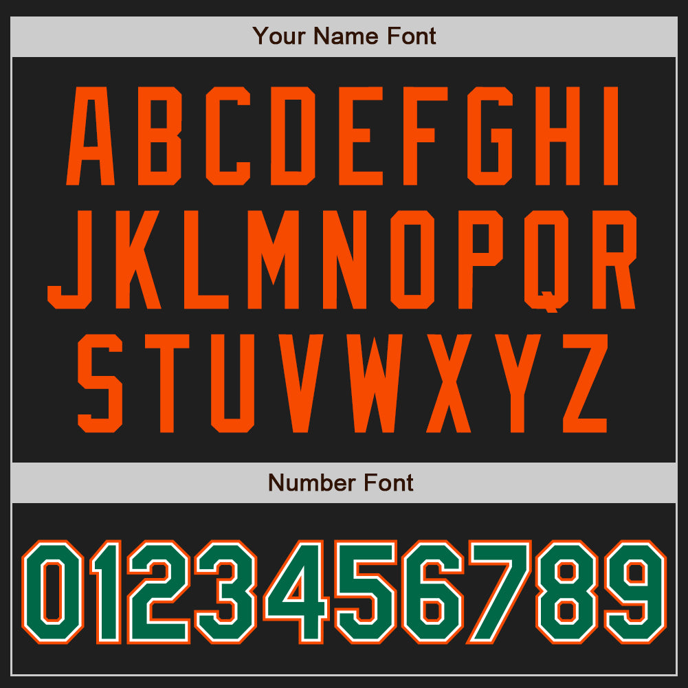 Personalized Black Orange Pinstripe Baseball Jersey - Kelly Green White Design Personalized Black Orange Pinstripe Kelly - Image 5