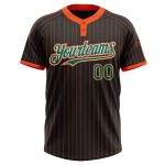 Personalized Softball Jersey Unisex Black Orange Pinstripe Kelly Green White Two-Button Personalized Black Orange Pinstripe