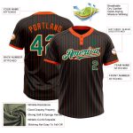 Personalized Softball Jersey Unisex Black Orange Pinstripe Kelly Green White Two-Button Personalized Black Orange Pinstripe