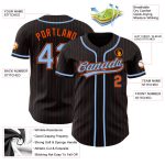 Personalized Baseball Jersey Black Orange Pinstripe Light Blue for Men & Women Personalized Black Orange Pinstripe Light