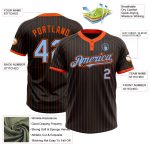 Custom Team Name and Number Black Orange Pinstripe Two-Button Unisex Softball Jersey - Personalized Softball Apparel Personalized