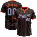 Personalized Two-Button Softball Jersey Black Orange Pinstripe Light Blue Unisex Personalized Black Orange Pinstripe Light