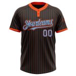 Personalized Two-Button Softball Jersey Black Orange Pinstripe Light Blue Unisex Personalized Black Orange Pinstripe Light