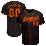 Custom Team Jersey Black Orange Pinstripe - Personalized with Name and Number, Authentic Baseball Jersey Personalized Black