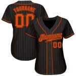 Personalized Black Orange Pinstripe Baseball Jersey - Custom Sportswear Personalized Black Orange Pinstripe Orange-Black