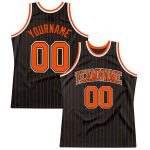 Custom black and orange pinstripe basketball jersey