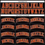 Custom black and orange pinstripe basketball jersey, detail of the printed panel