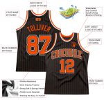 Custom black and orange pinstripe basketball jersey, back view