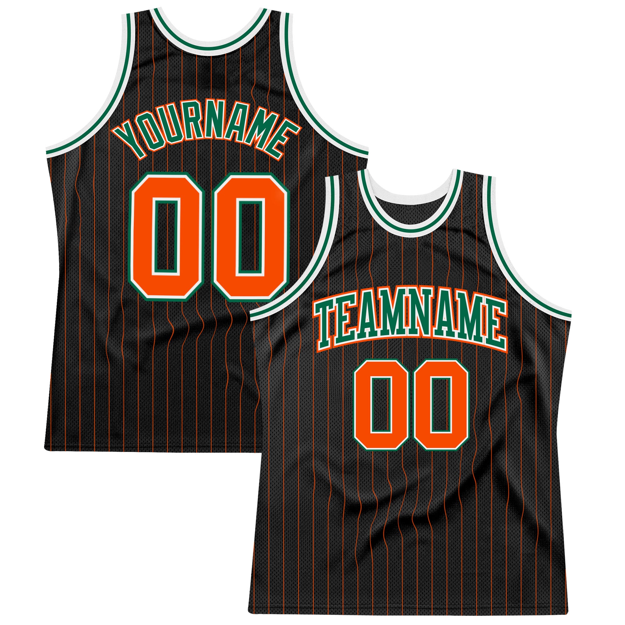 Custom Personalized Black Orange Pinstripe Basketball Jersey with Name and Number - Authentic Team Apparel Personalized Black