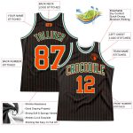 Personalized Black Orange Pinstripe Basketball Jersey - Green Accents Personalized Black Orange Pinstripe Orange-Kelly Green
