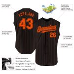 Personalized Black and Orange Pinstripe Sleeveless Baseball Jersey for Men Personalized Black Orange Pinstripe Orange Sleeveless
