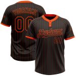 Custom Name and Number Black Orange Pinstripe Two-Button Unisex Softball Jersey - Personalized Team Apparel Personalized