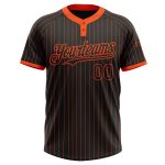 Custom Name and Number Black Orange Pinstripe Two-Button Unisex Softball Jersey - Personalized Team Apparel Personalized