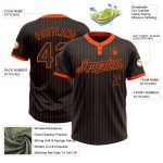 Custom Name and Number Black Orange Pinstripe Two-Button Unisex Softball Jersey - Personalized Team Apparel Personalized