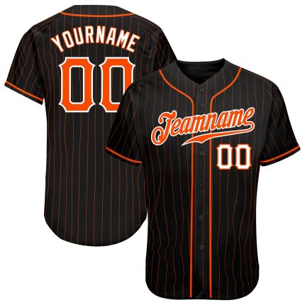 Custom Baseball Jersey - Personalized Black Orange Pinstripe with Name & Number - Team Sports Apparel Personalized Black